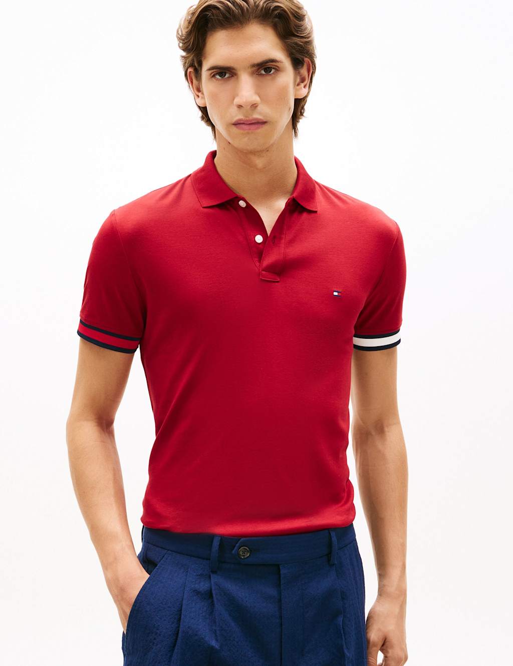 Tommy Hilfiger Men's Pure Cotton Polo Shirt - S - Red - Available at M&S