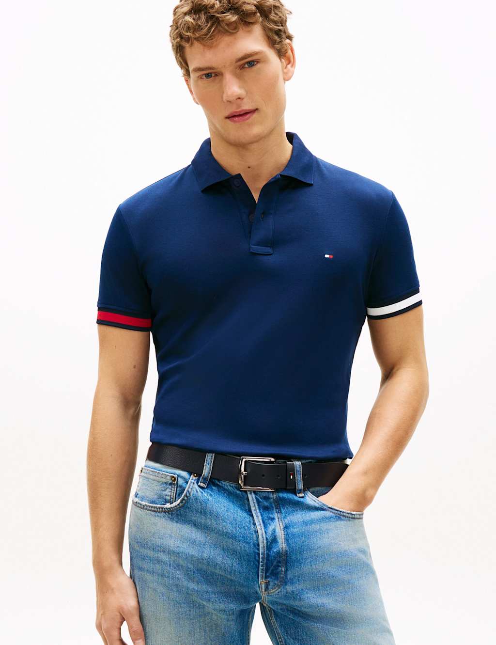 Tommy Hilfiger Men's Pure Cotton Polo Shirt - L - Navy - Available at M&S