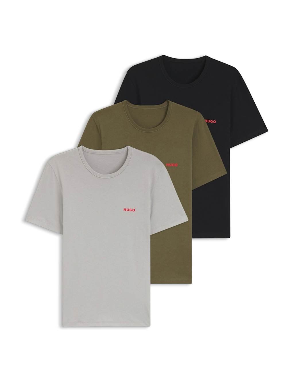Hugo Men's 3 Pack Pure Cotton Logo T-Shirts - S - Grey Mix - Available at M&S