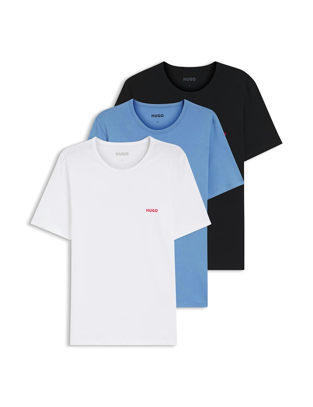 Hugo Men's 3 Pack Pure Cotton Logo T-Shirts - S - White Mix - Available at M&S