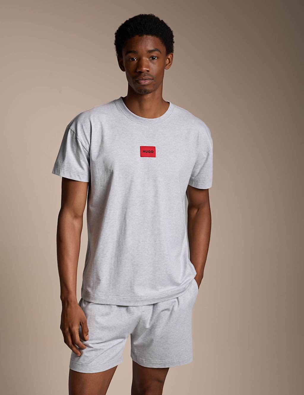 Hugo Men's Cotton Rich Stretch Jersey Pyjama Set - M - Light Grey - Available at M&S