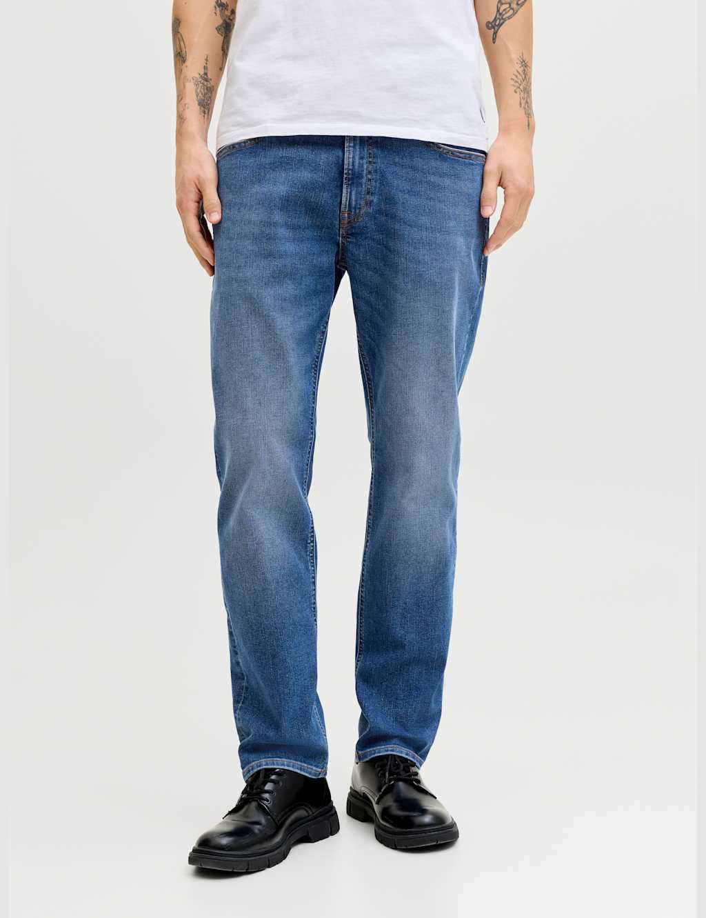 Jack & Jones Men's Regular Fit Cotton Rich Jeans - 32/32in - Blue Denim - Available at M&S