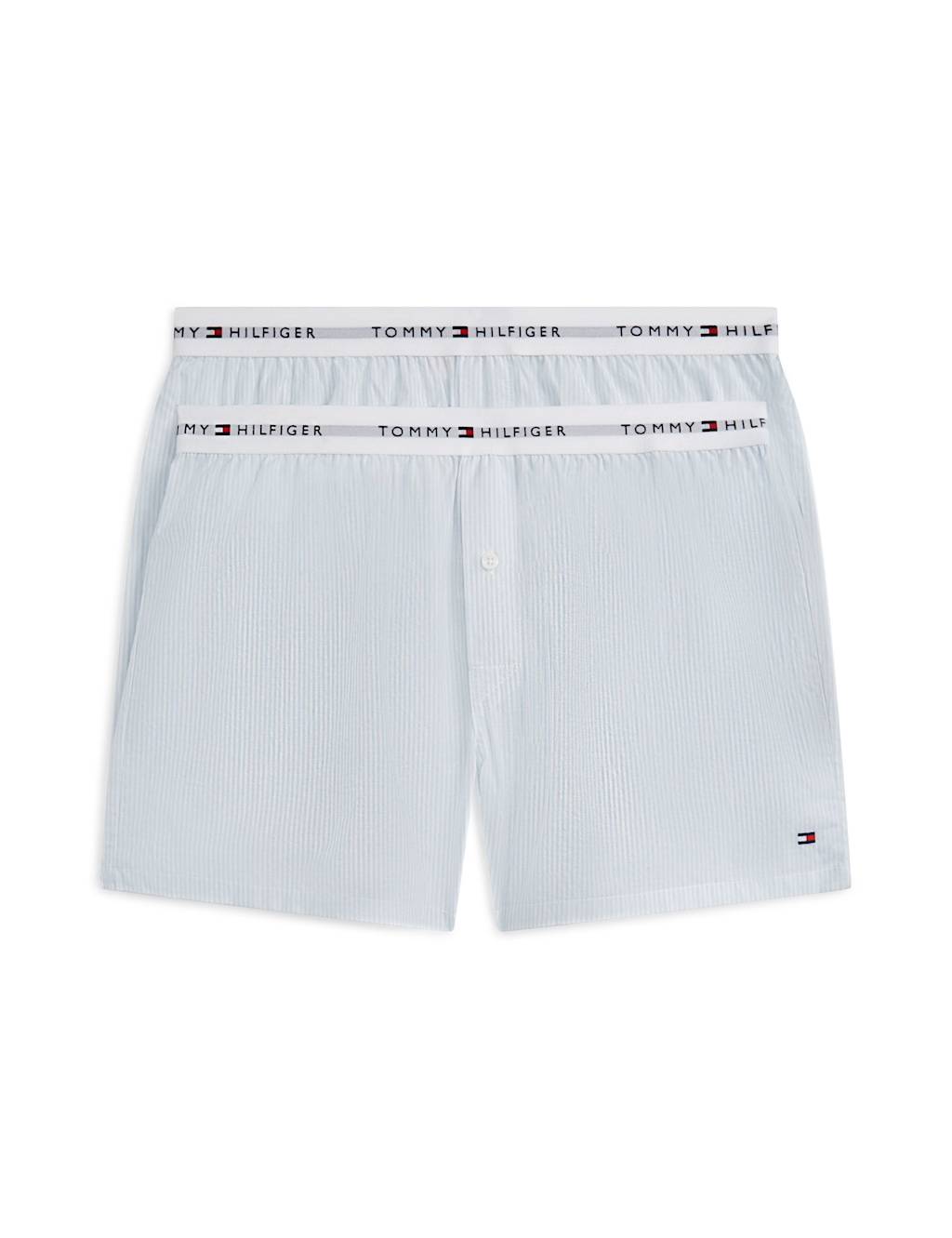 Tommy Hilfiger Men's 2 Pack Pure Cotton Striped Woven Boxers - M - Blue Mix - Available at M&S