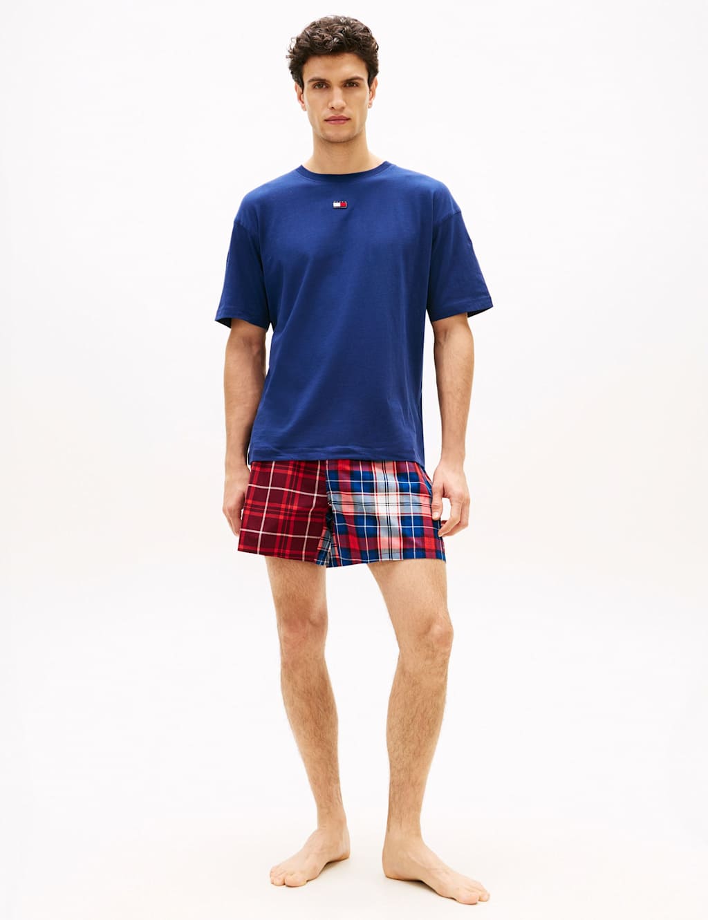 Tommy Hilfiger Men's Heritage Pure Cotton Checked Pyjama Set - XL - Navy Mix - Available at M&S