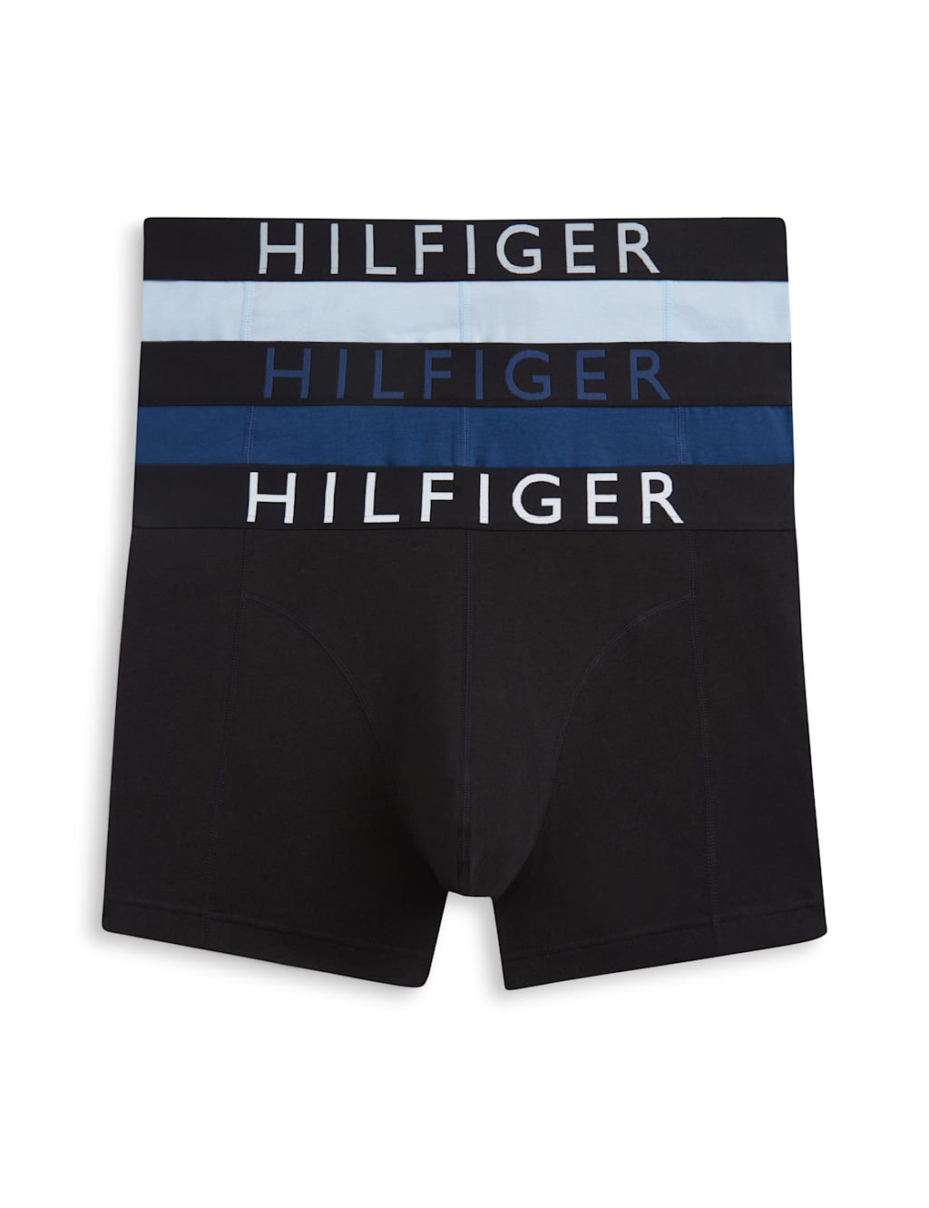 Tommy Hilfiger Men's 3 Pack Hilfiger Cotton Rich Trunks - L - Blue Mix - Available at M&S
