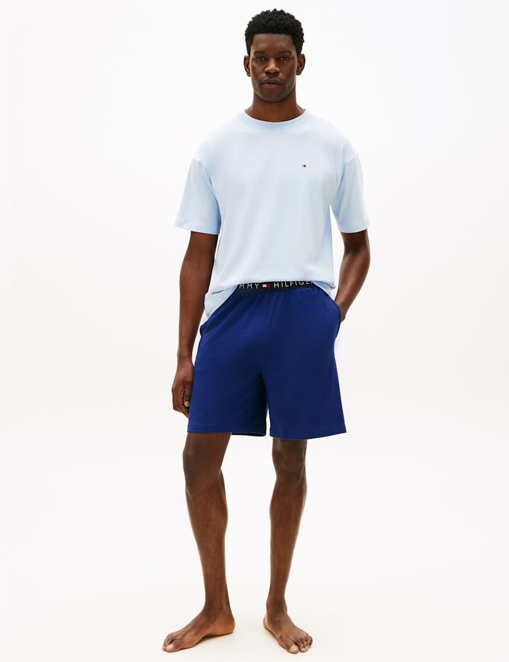 Tommy Hilfiger Men's Original Cotton Rich Jersey Pyjama Set - M - Blue Mix - Available at M&S