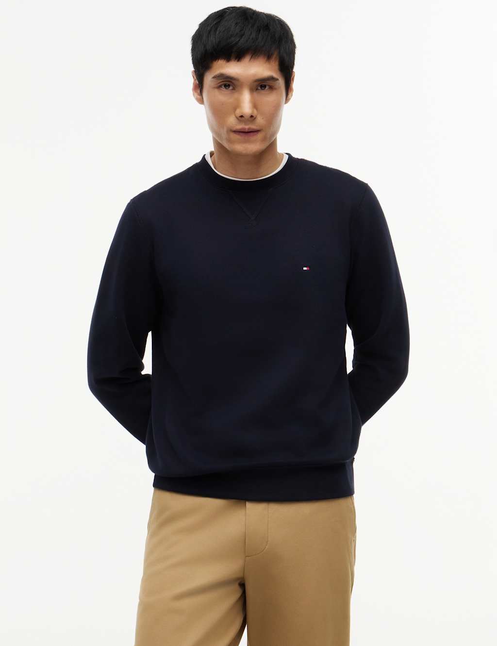 Tommy Hilfiger Men's Cotton Rich Crew Neck Sweatshirt - M - Navy - Available at M&S