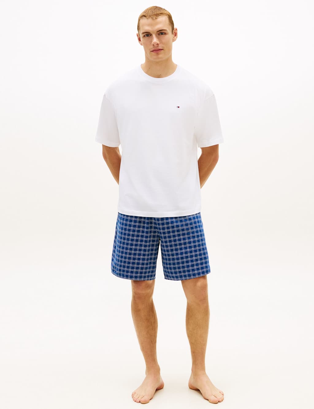 Tommy Hilfiger Men's Cotton Rich Checked Pyjama Set - L - Blue Mix - Available at M&S