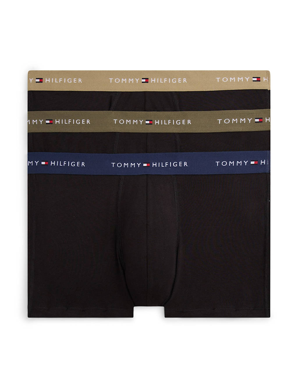 Tommy Hilfiger Men's 3 Pack Signature Cotton Rich Trunks - M - Green Mix - Available at M&S