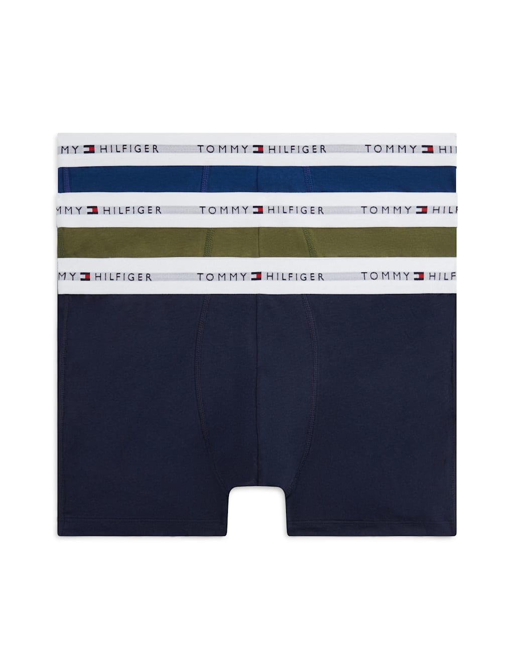 Tommy Hilfiger Men's 3 Pack Signature Cotton Rich Trunks - XL - Green Mix - Available at M&S