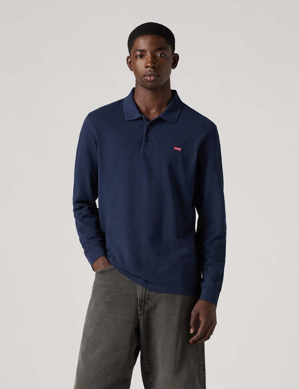 Levi's Men's Pure Cotton Long Sleeve Polo Shirt - 2XL - Navy - Available at M&S