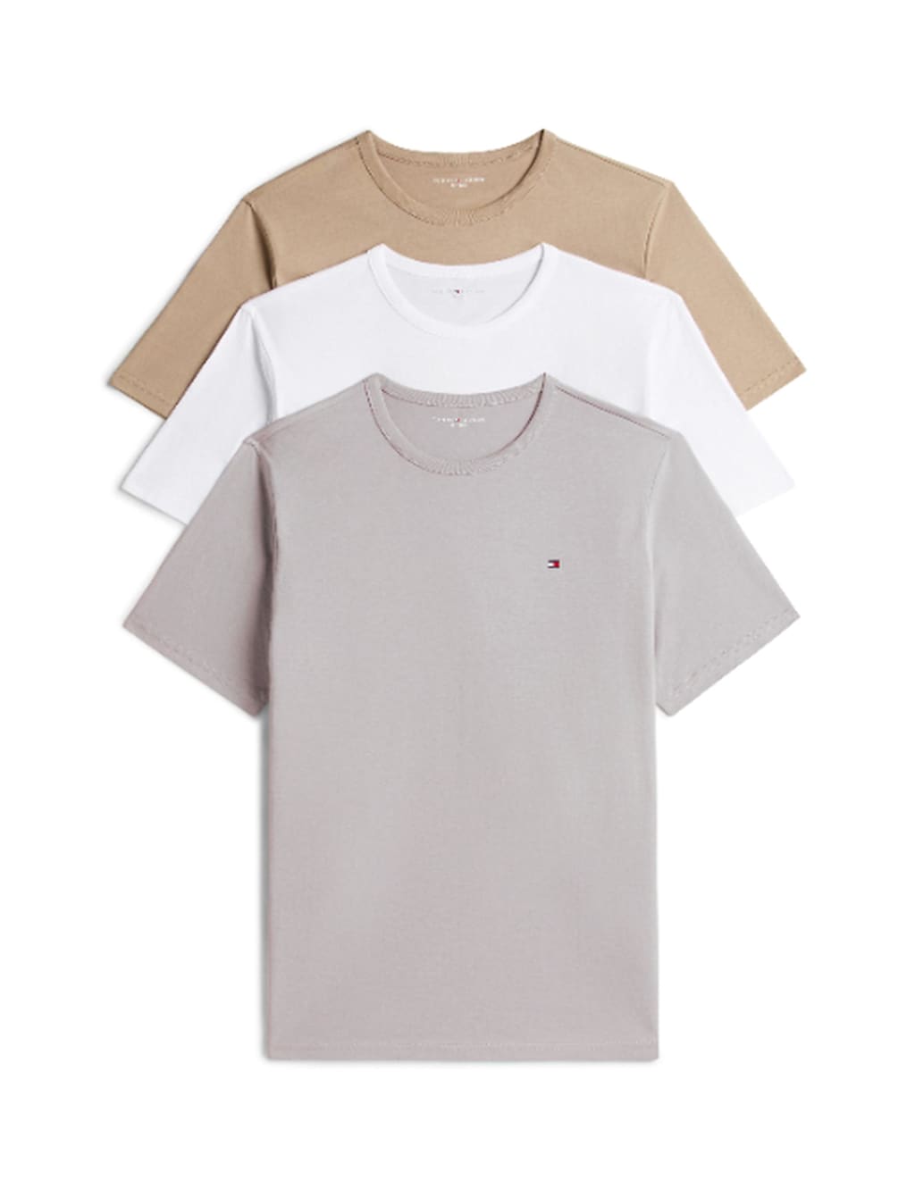 Tommy Hilfiger Men's 3 Pack Signature Pure Cotton T-Shirts - L - Multi - Available at M&S