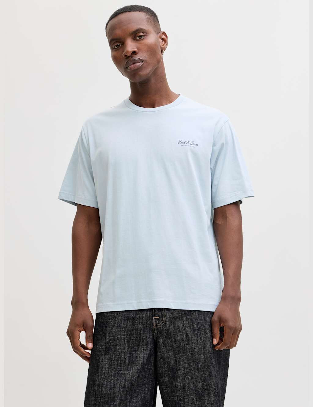 Jack & Jones Men's Pure Cotton T-Shirt - XL - Light Blue - Available at M&S