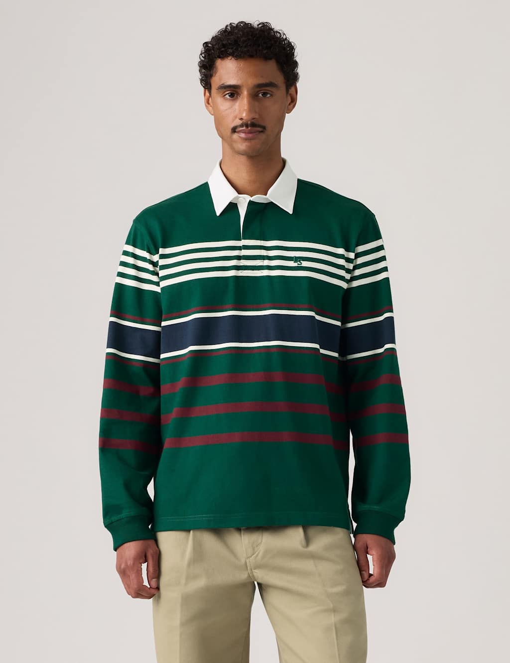 Levi's Men's Pure Cotton Rugby Shirt - M - Green Mix - Available at M&S