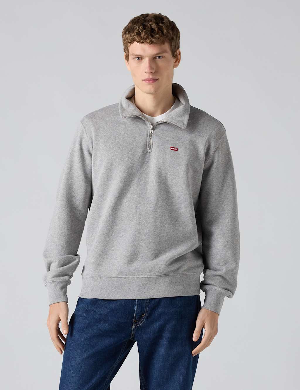 Levi's Men's Regular Fit Pure Cotton Half Zip Sweatshirt - XL - Grey - Available at M&S