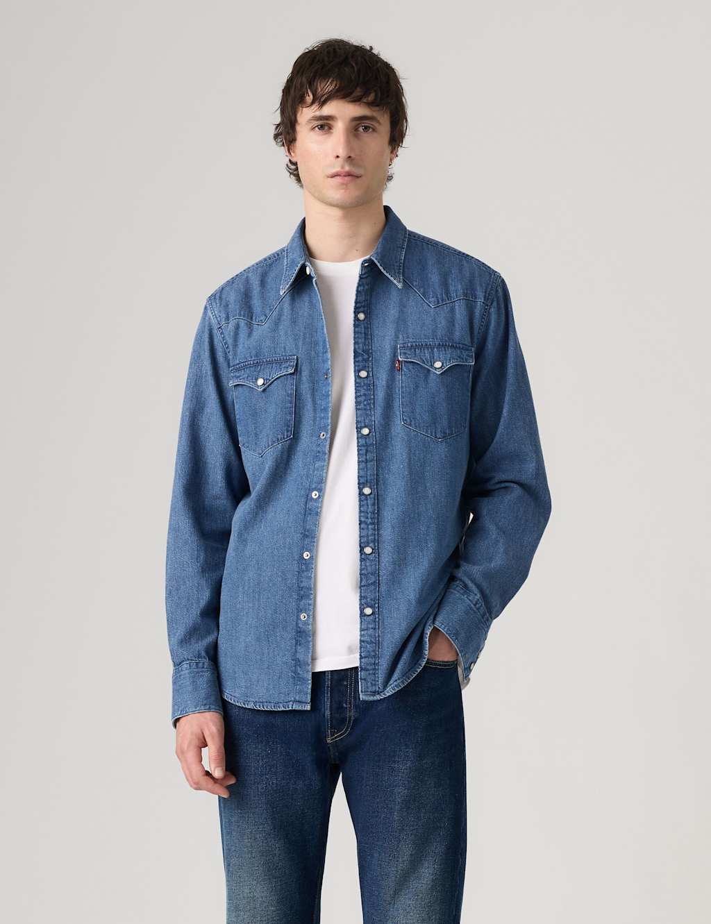 Levi's Men's Regular Fit Denim Western Shirt - XL - Light Blue - Available at M&S