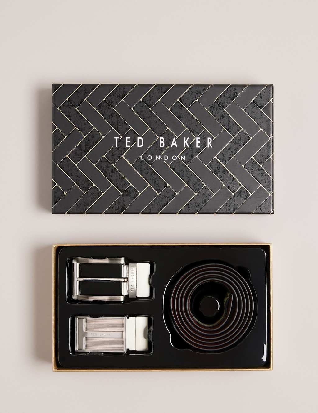 Ted Baker Men's Leather Belt With Gift Box - Black, Black