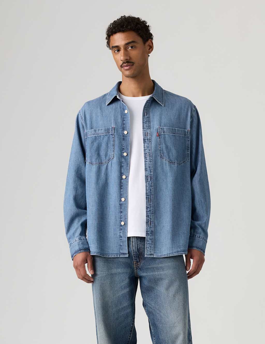 Levi's Men's Relaxed Fit Pure Cotton Denim Overshirt - S - Light Blue - Available at M&S