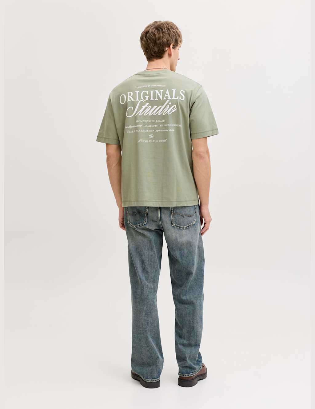Jack & Jones Men's Pure Cotton Originals Studio T-Shirt - L - Green Mix - Available at M&S