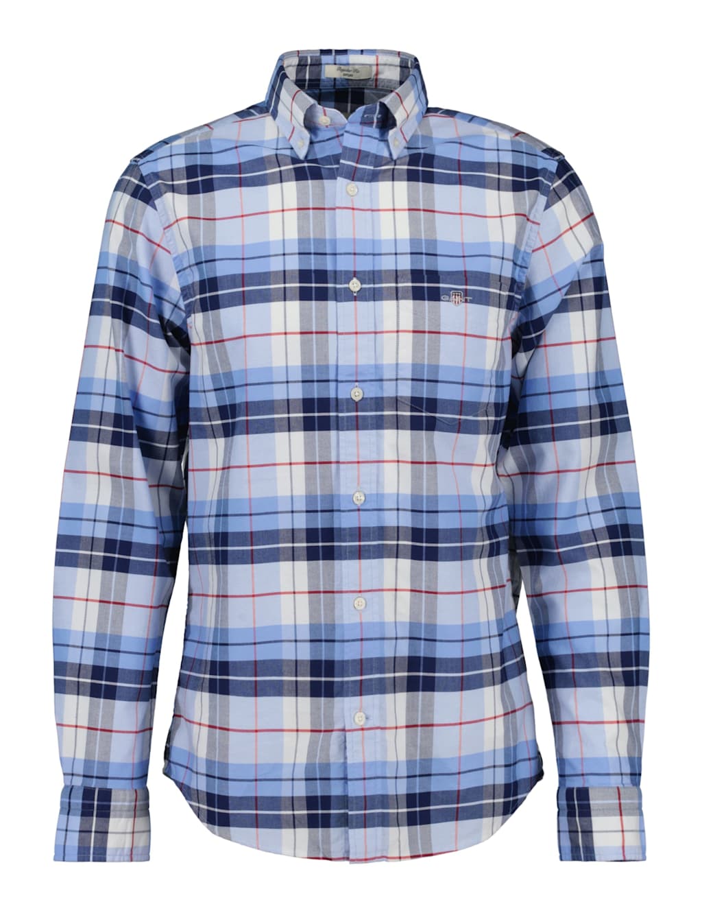 GANT Regular Fit Pure Cotton Check Oxford Shirt Blue Mix