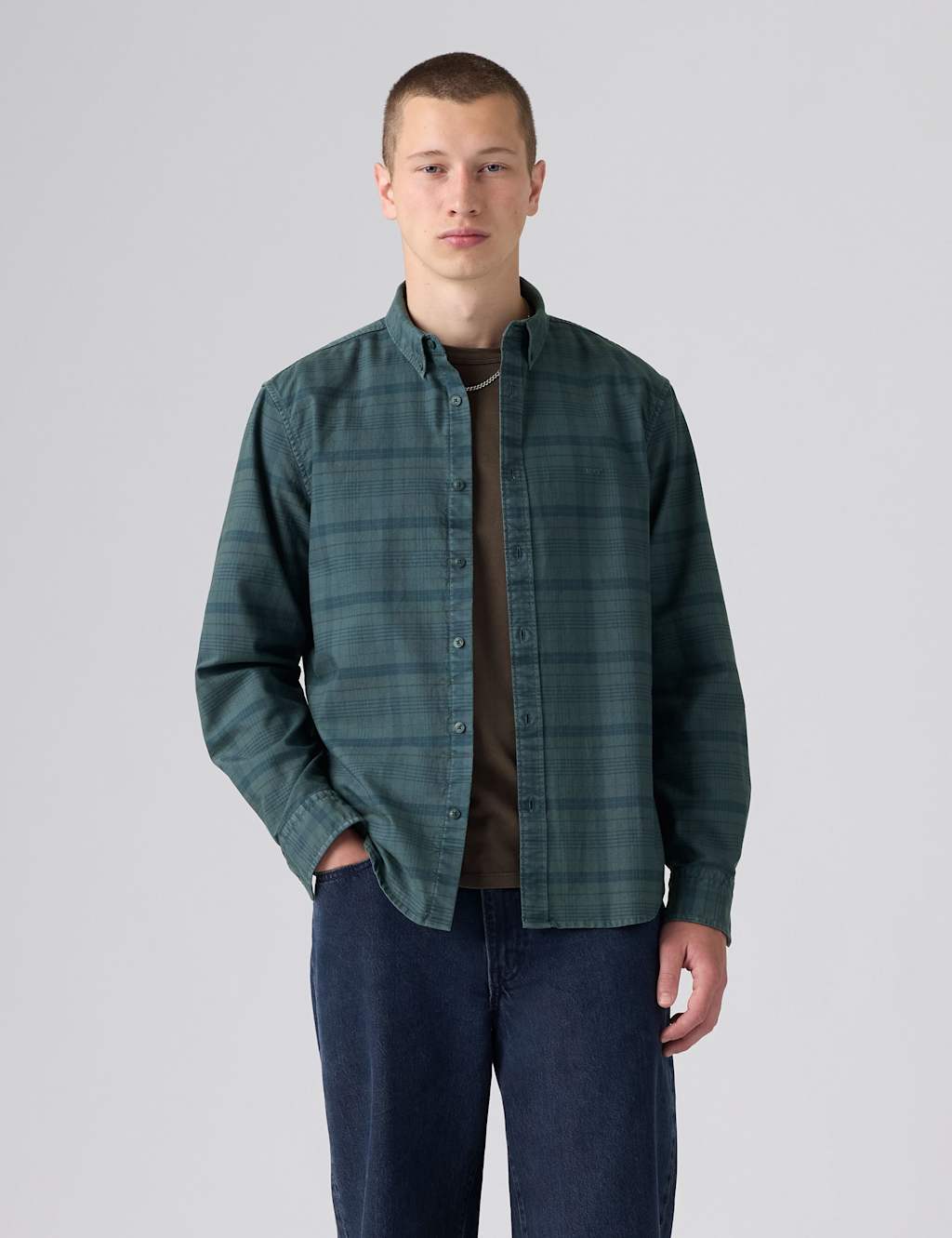 Levi's Men's Regular Fit Pure Cotton Checked Shirt - L - Blue Mix - Available at M&S