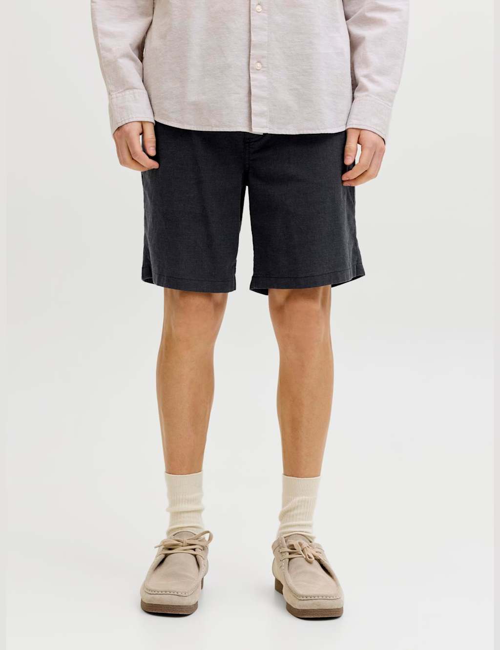 Jack & Jones Men's Cotton Linen Blend Shorts - XL - Black - Available at M&S