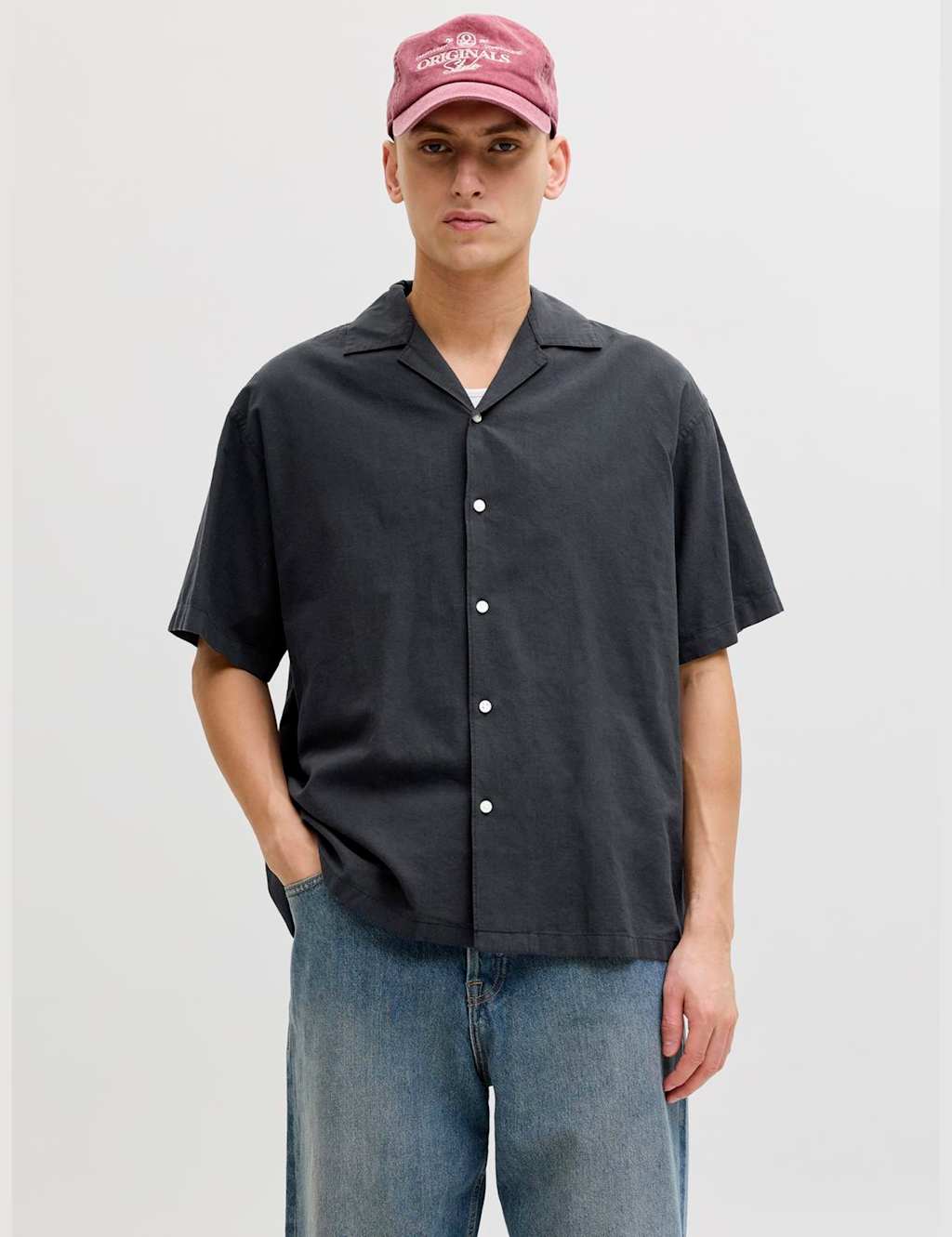 Jack & Jones Men's Relaxed Fit Revere Collar Short Sleeve Shirt - M - Black - Available at M&S