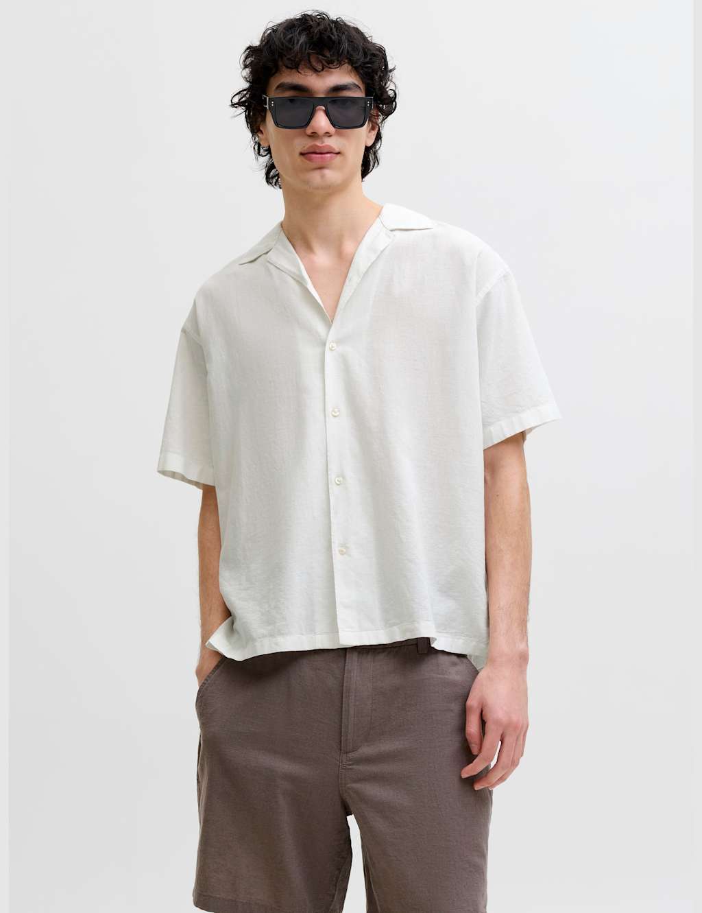 Jack & Jones Men's Relaxed Fit Revere Collar Short Sleeve Shirt - S - White - Available at M&S