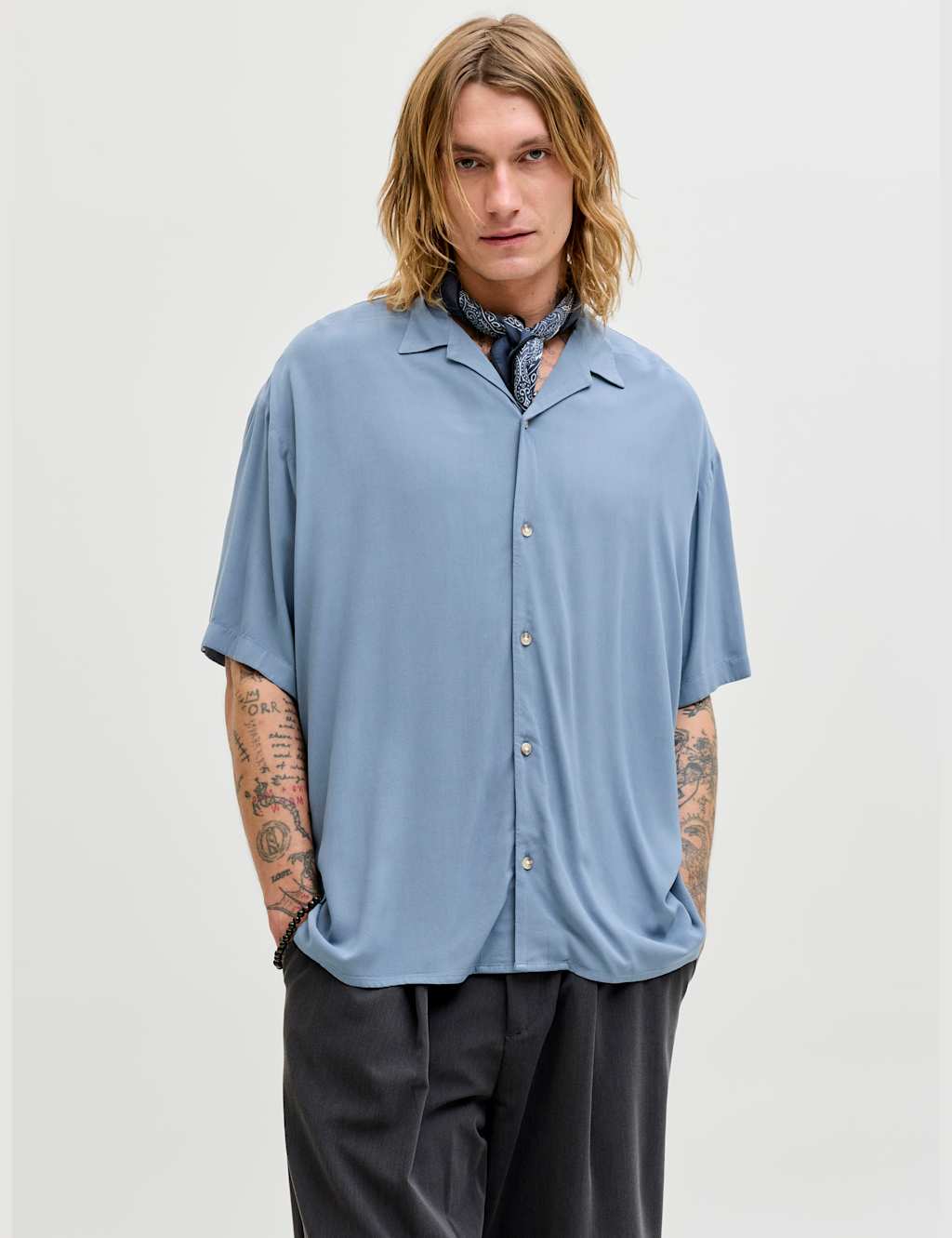 Jack & Jones Men's Relaxed Fit Camp Collar Short Sleeve Shirt - XL - Blue - Available at M&S