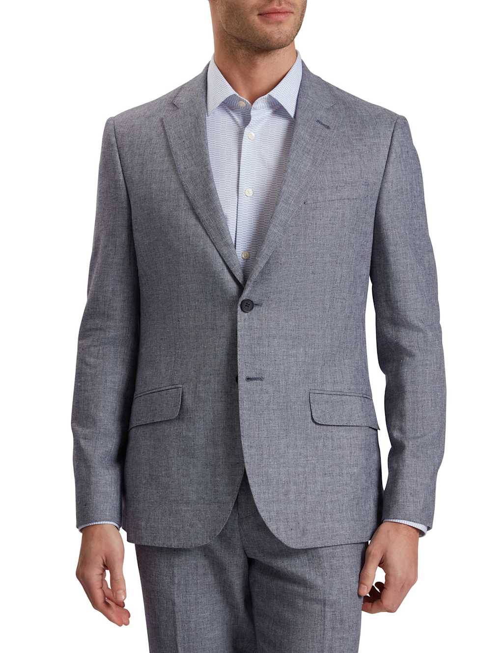Ted Baker Regular Fit Linen & Cotton Blend Blazer Navy