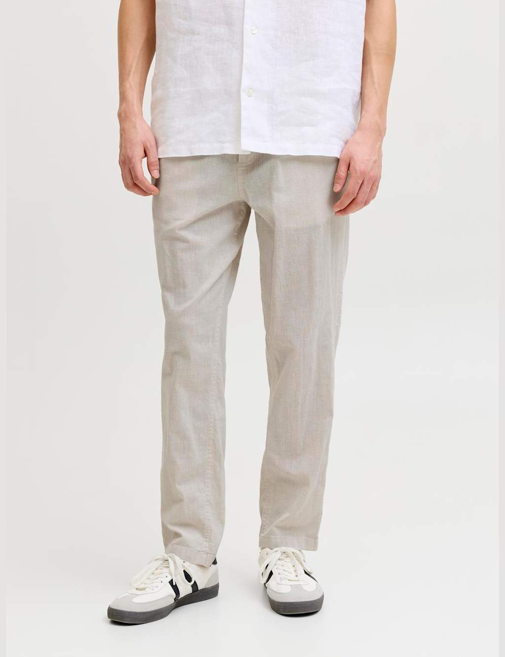 Jack & Jones Men's Regular Fit Cotton Linen Blend Joggers - S - Beige - Available at M&S