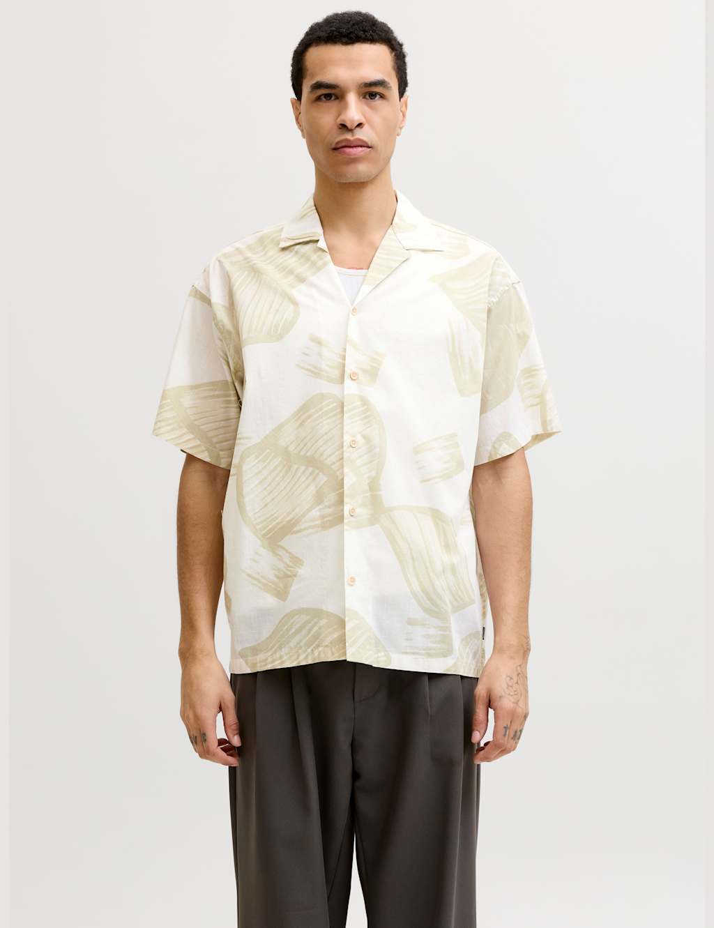 Jack & Jones Men's Cotton Rich Abstract Print Shirt - L - Multi - Available at M&S
