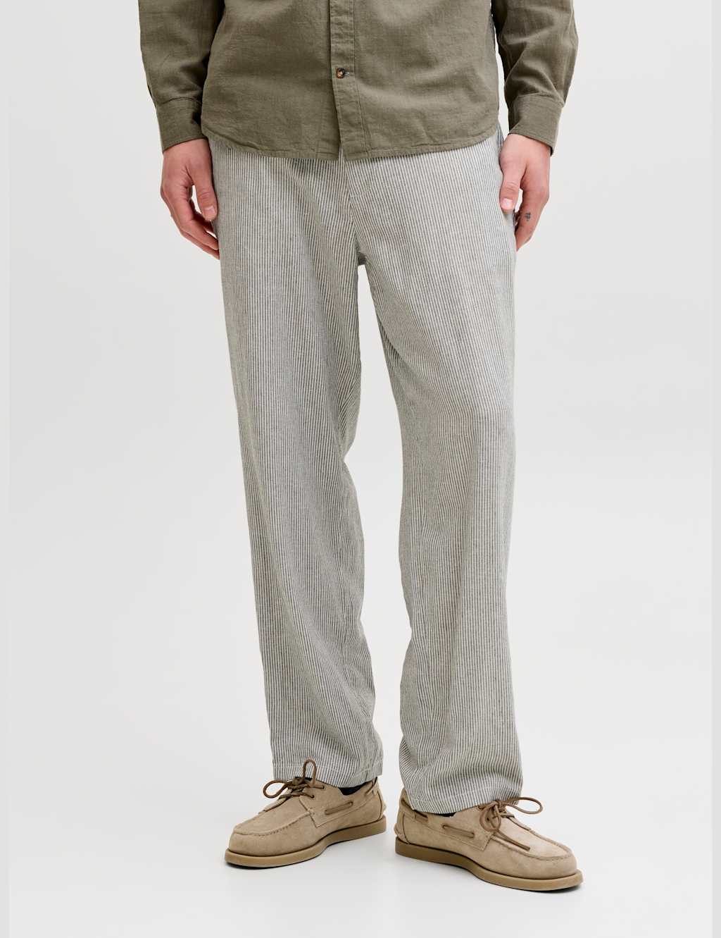 Jack & Jones Men's Linen Rich Drawstring Chinos - S - Cream Mix - Available at M&S