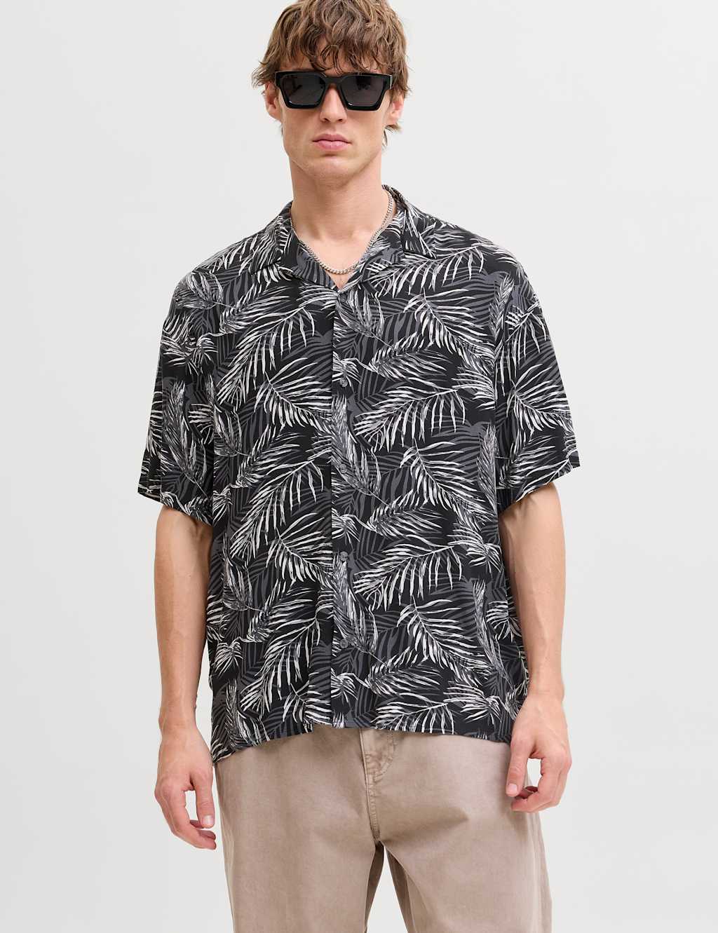 Jack & Jones Men's Leaf Print Shirt - M - Black - Available at M&S