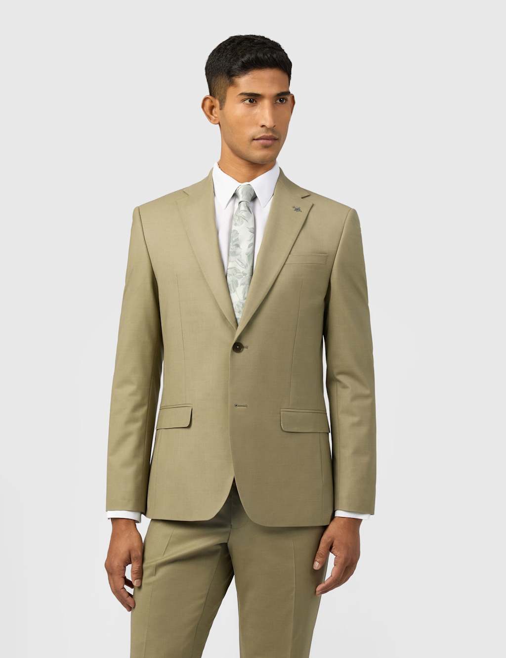 Ted Baker Men's Slim Fit Wool Blend Single Breasted Suit Jacket - 38 - Khaki - Available at M&S