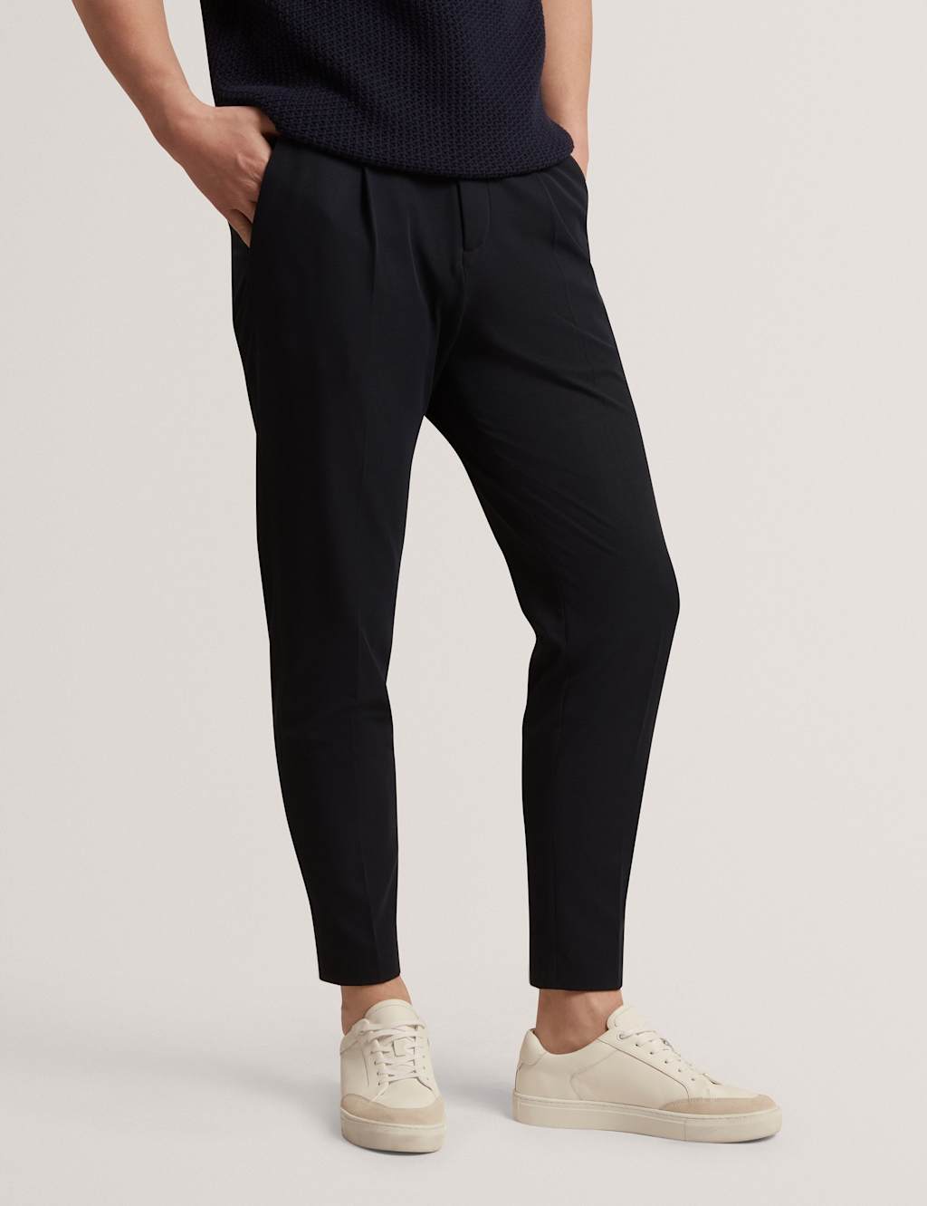 Ted Baker Men's Tapered Fit Waffle Knit Trousers - 34 - Navy, Navy
