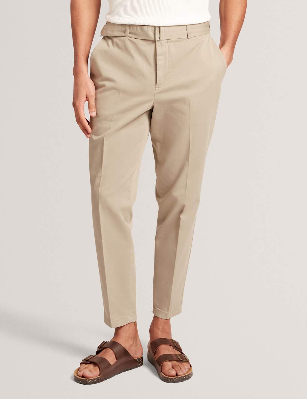 Ted Baker Regular Fit Cotton Rich Tapered Chinos Khaki