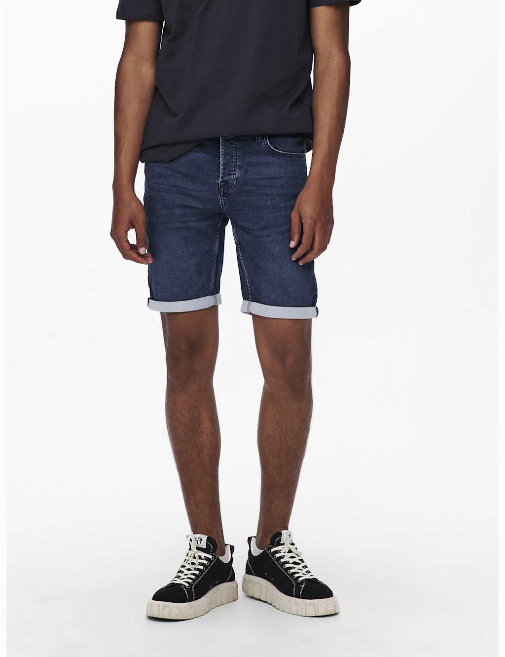 ONLY & SONS Turn-Up Denim Shorts Blue