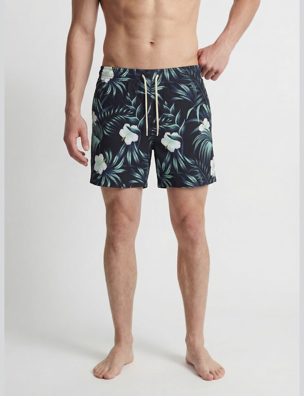 Jack & Jones Men's Floral Seersucker Swimming Shorts - 2XL - Black - Available at M&S