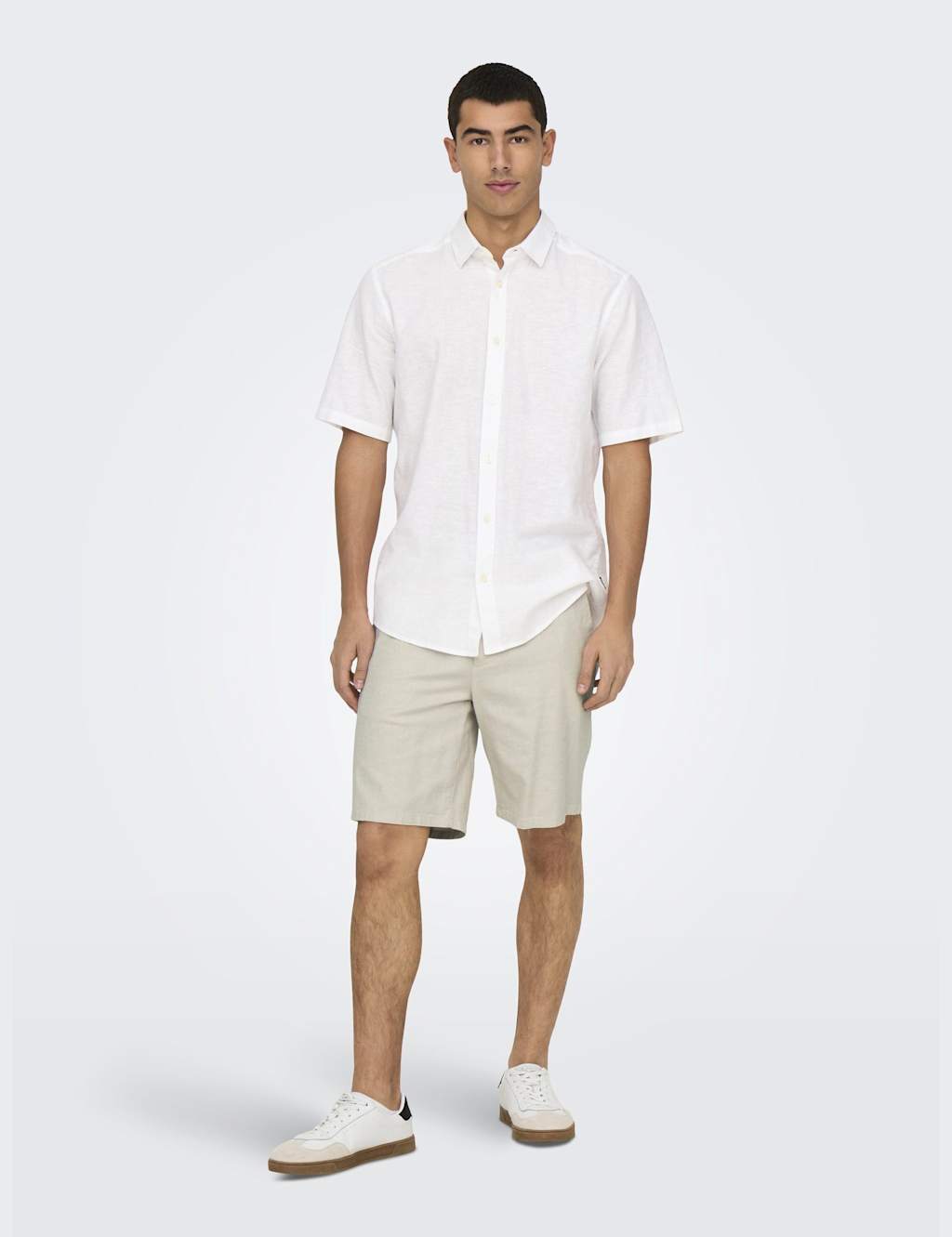 ONLY & SONS Cotton Linen Chino Shorts Sand