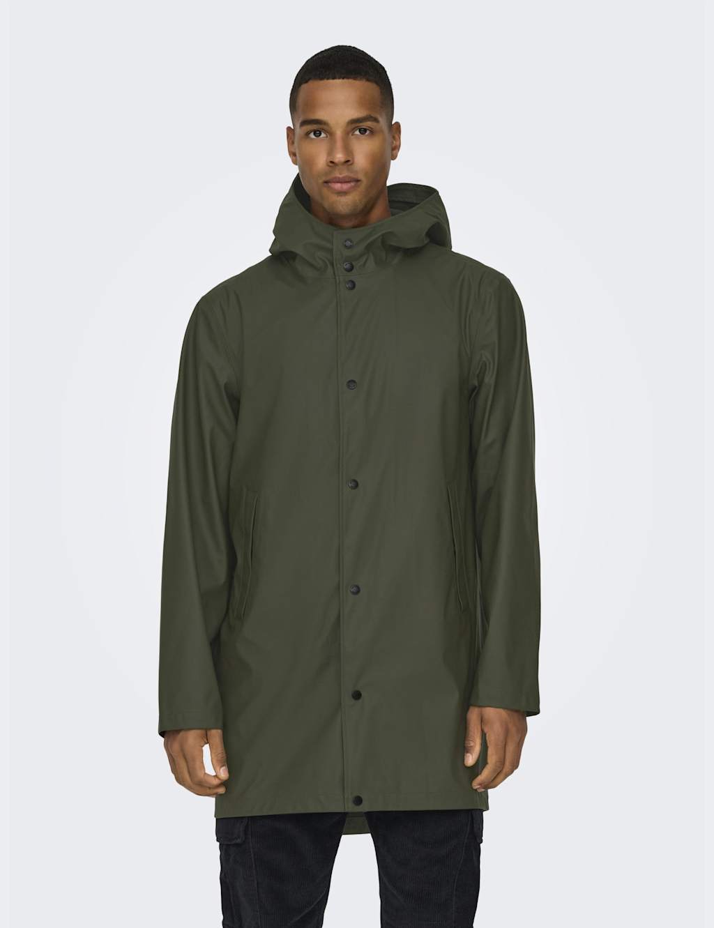 ONLY & SONS Waterproof Hooded Coat Khaki