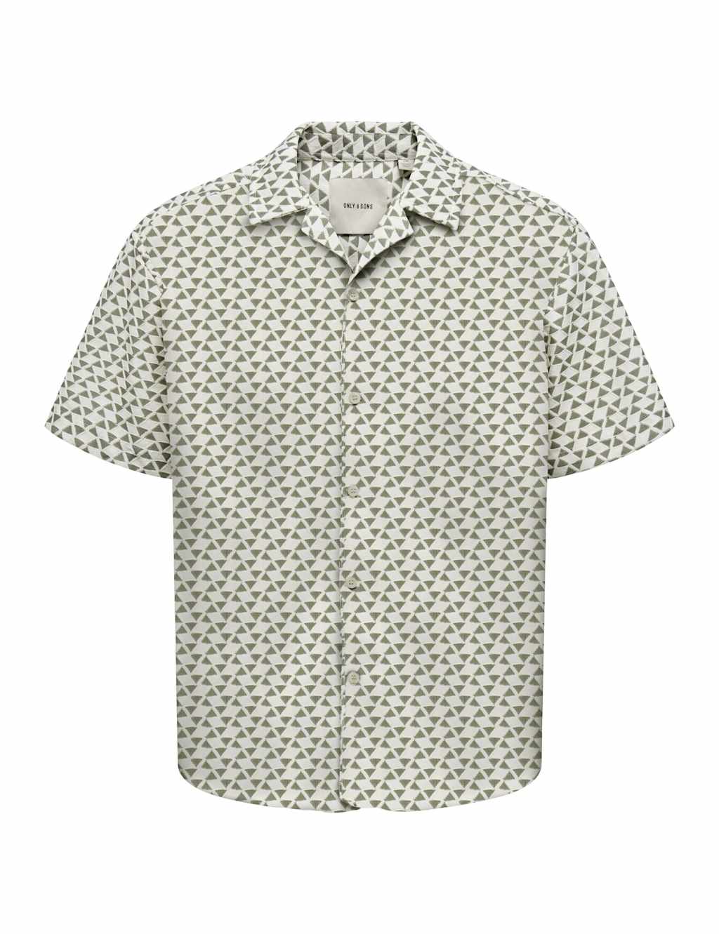 ONLY & SONS Regular Fit Pure Cotton Geometric Print Shirt Green Mix