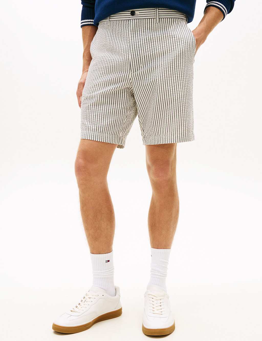 Tommy Hilfiger Men's Regular Fit Striped Chino Shorts - 36 - Navy Mix - Available at M&S