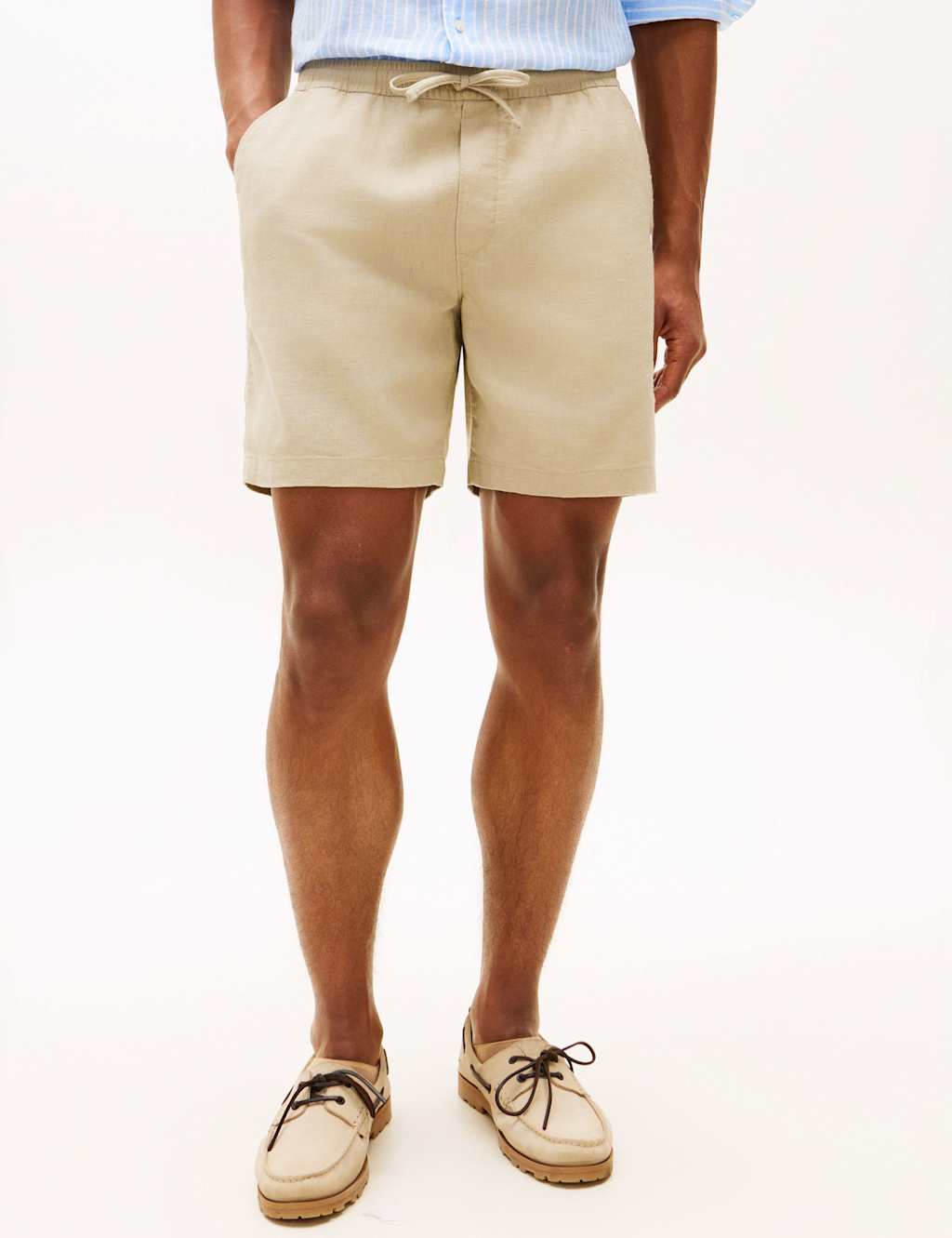 Tommy Hilfiger Men's Regular Fit Linen Rich Lightweight Shorts - 32 - Khaki - Available at M&S