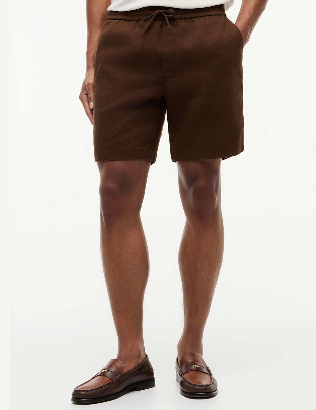 Tommy Hilfiger Men's Regular Fit Linen Rich Lightweight Shorts - 32 - Brown - Available at M&S