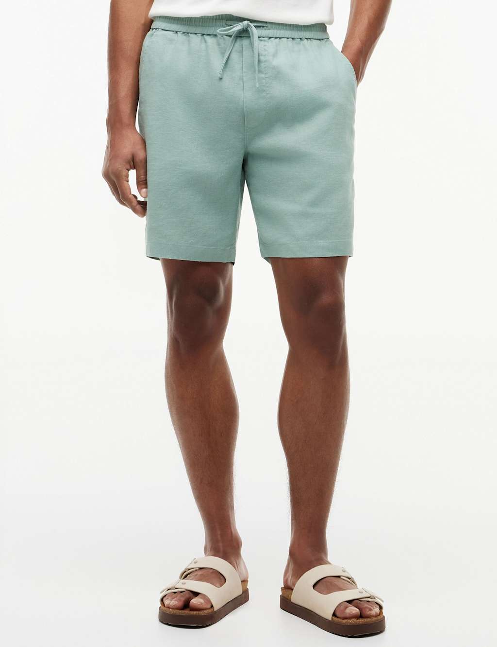 Tommy Hilfiger Men's Regular Fit Linen Rich Lightweight Shorts - 32 - Grey - Available at M&S
