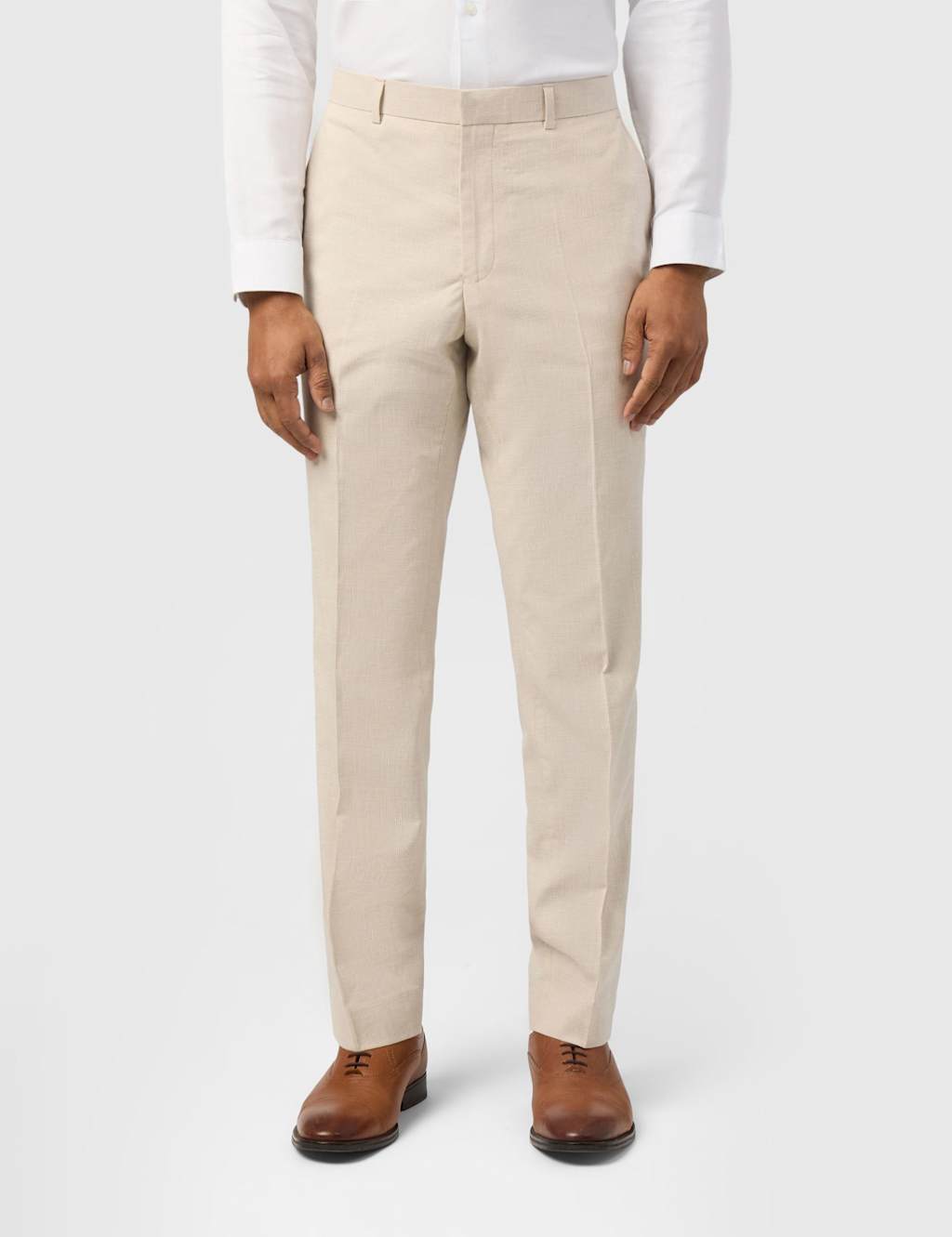 Ted Baker Men's Slim Fit Linen Blend Micro Check Suit Trousers - 40 - Cream Mix - Available at M&S