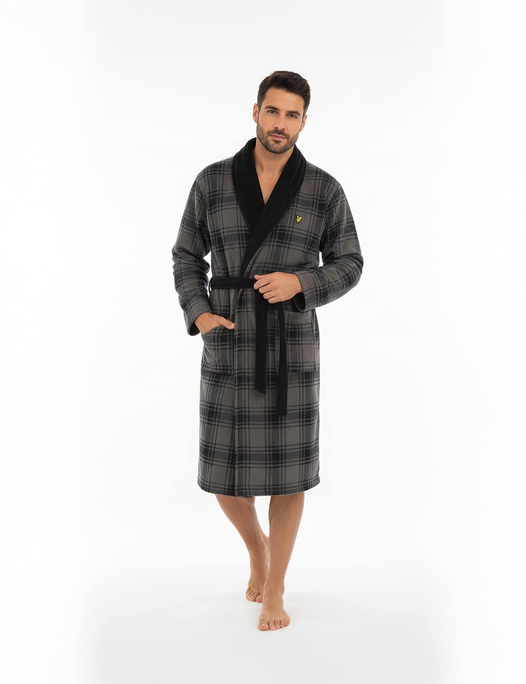 Lyle & Scott Men's Checked Dressing Gown - M - Black Mix - Available at M&S