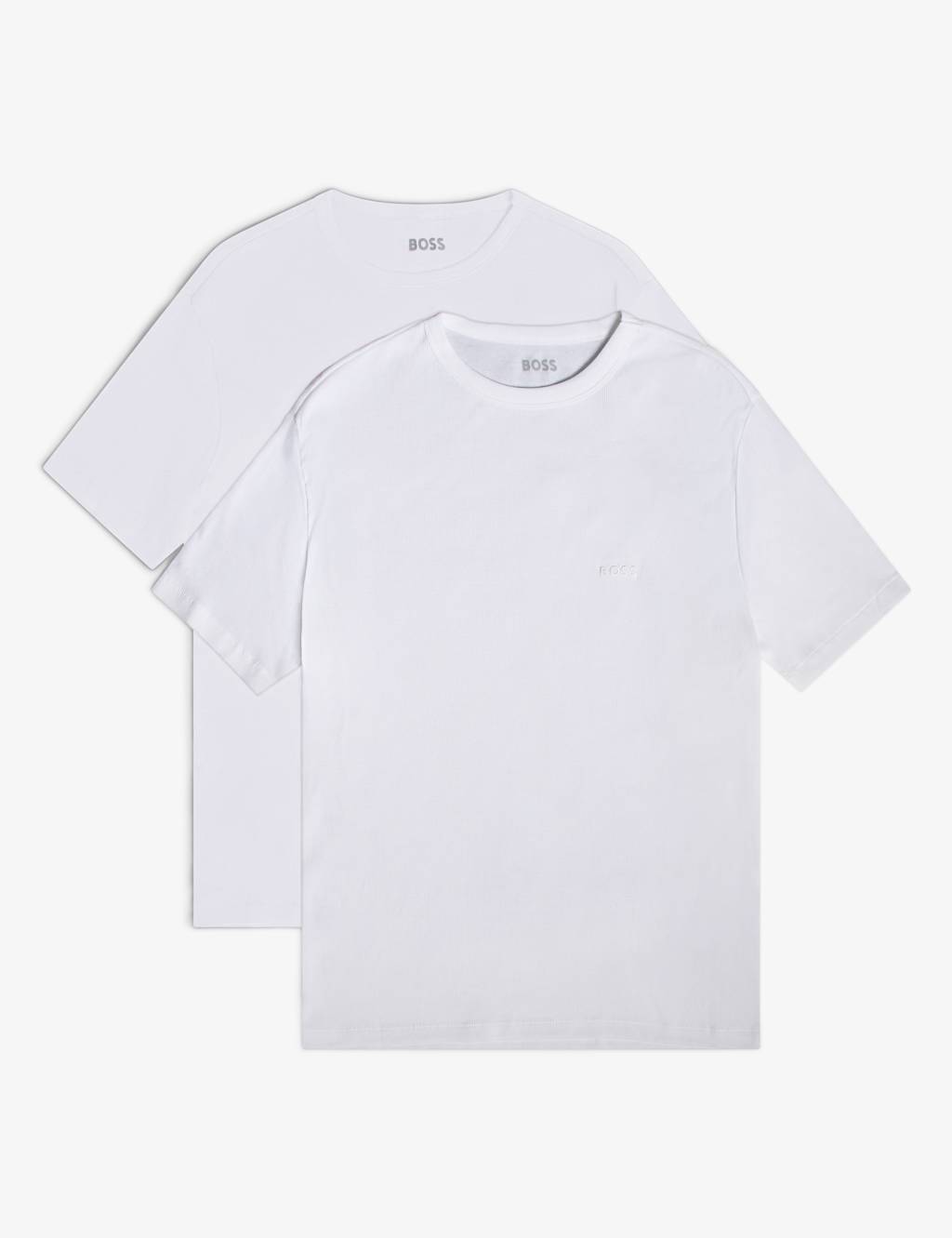 Boss Men's 2 Pack Pure Cotton Textured T-Shirts - M - White - Available at M&S