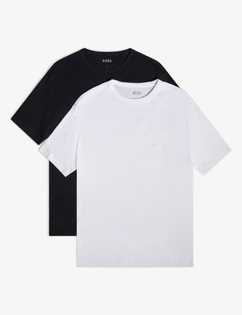 Boss Men's 2 Pack Pure Cotton Textured T-Shirts - 2XL - White Mix - Available at M&S